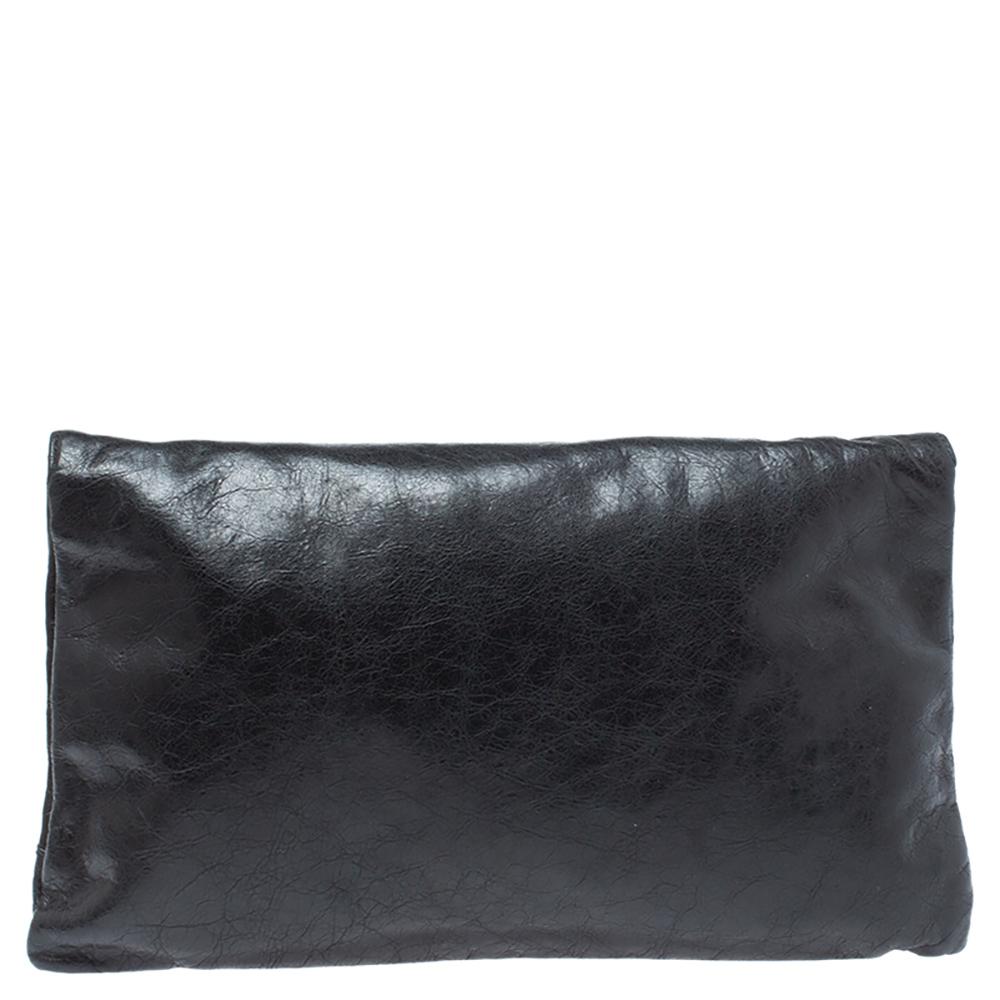 Women's Balenciaga Black Leather RGH Envelope Clutch