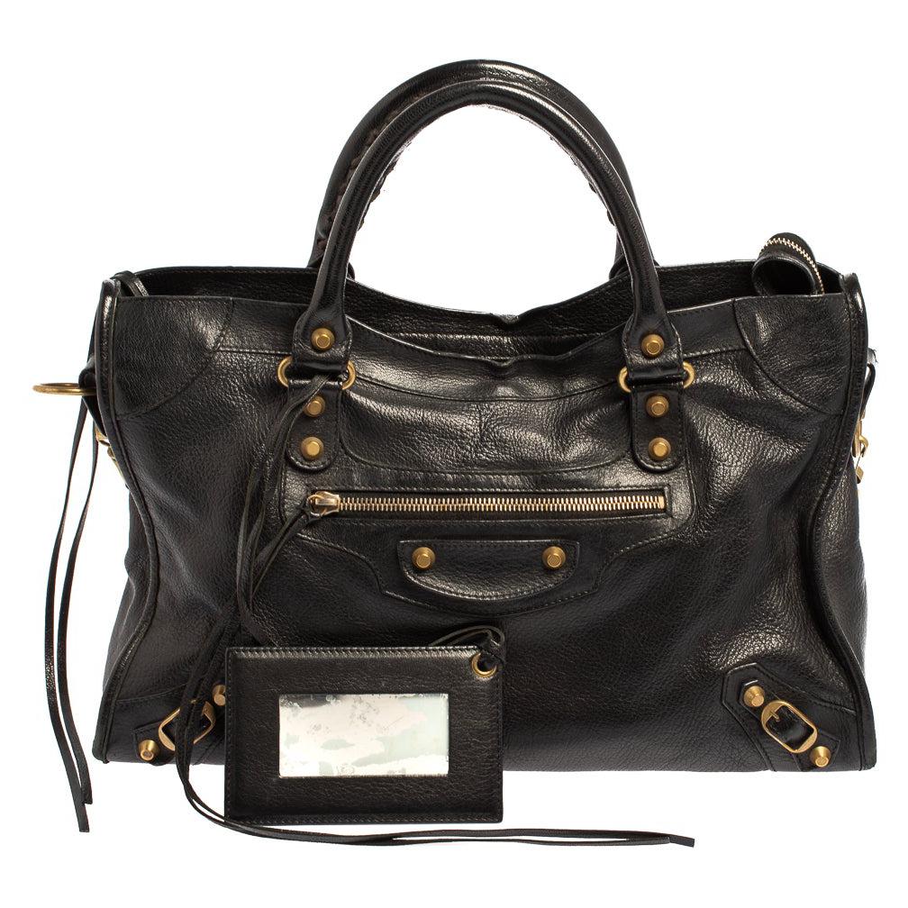 Balenciaga Black Leather RH City Tote