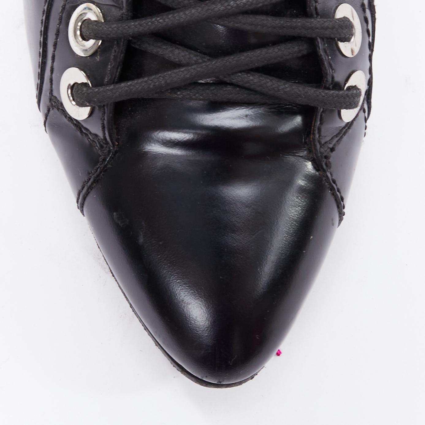 BALENCIAGA black leather silver buckles laced harness booties EU38.5 For Sale 1