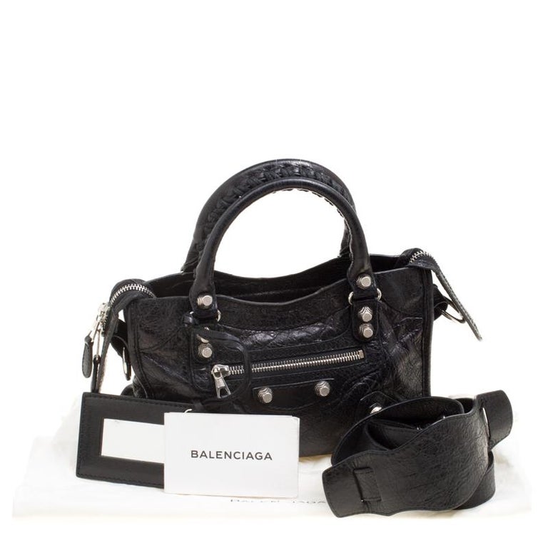 Balenciaga Black Leather Silver Hardware Mini City Bag At 1stdibs