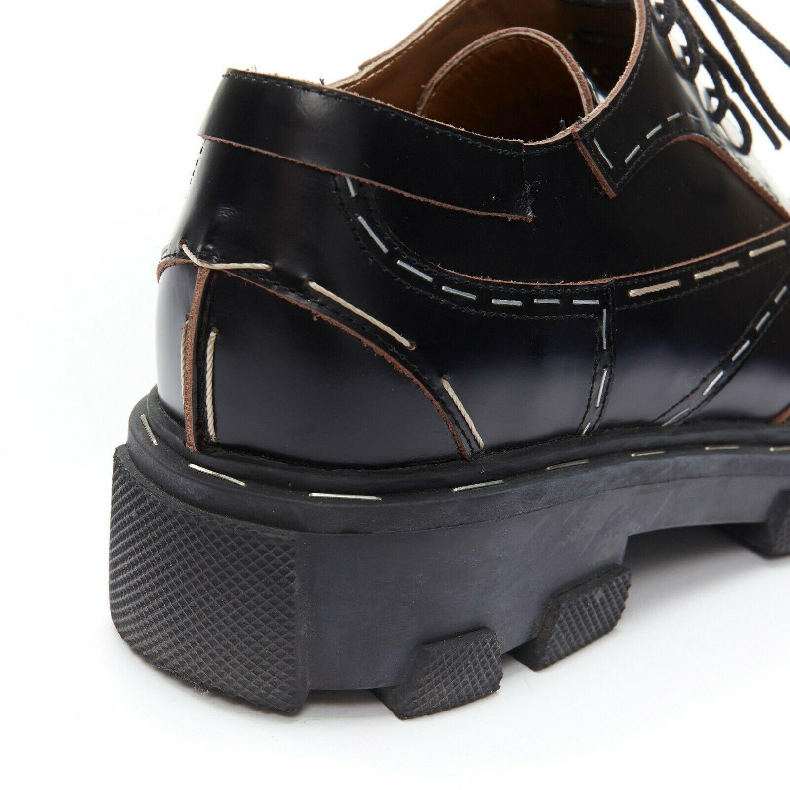 BALENCIAGA black leather silver staple chunky ridged sole punk derby shoes EU39 2