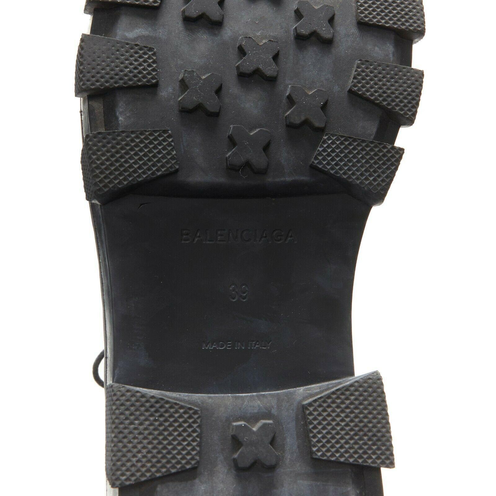 BALENCIAGA black leather silver staple chunky ridged sole punk derby shoes EU39 4