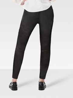 Balenciaga Black Leather Skinny Side Zip Trousers Size S