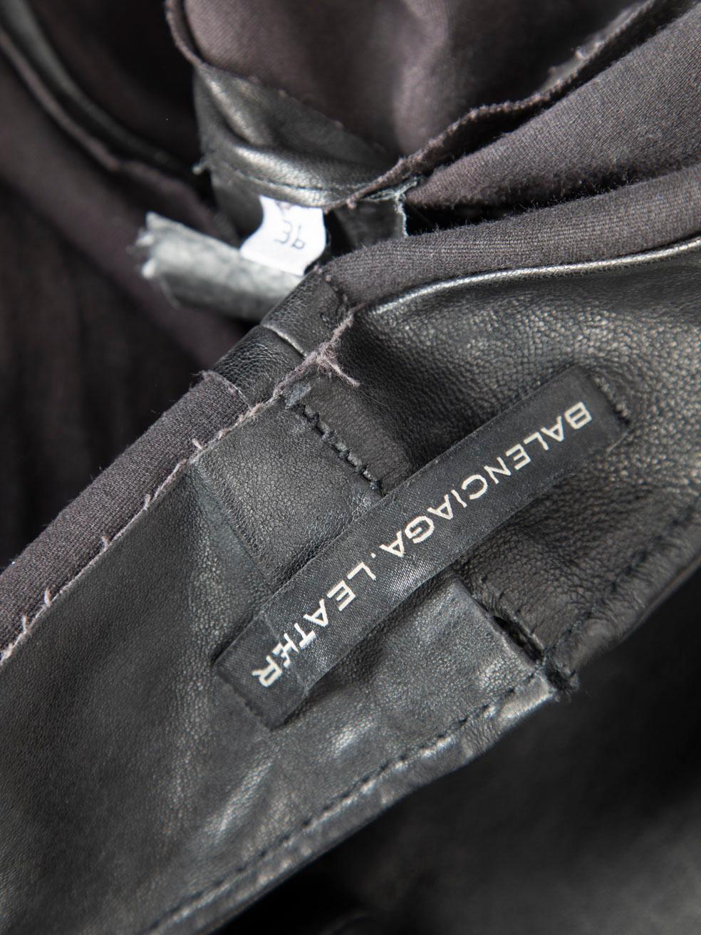 Balenciaga Black Leather Skinny Side Zip Trousers Size S For Sale 3