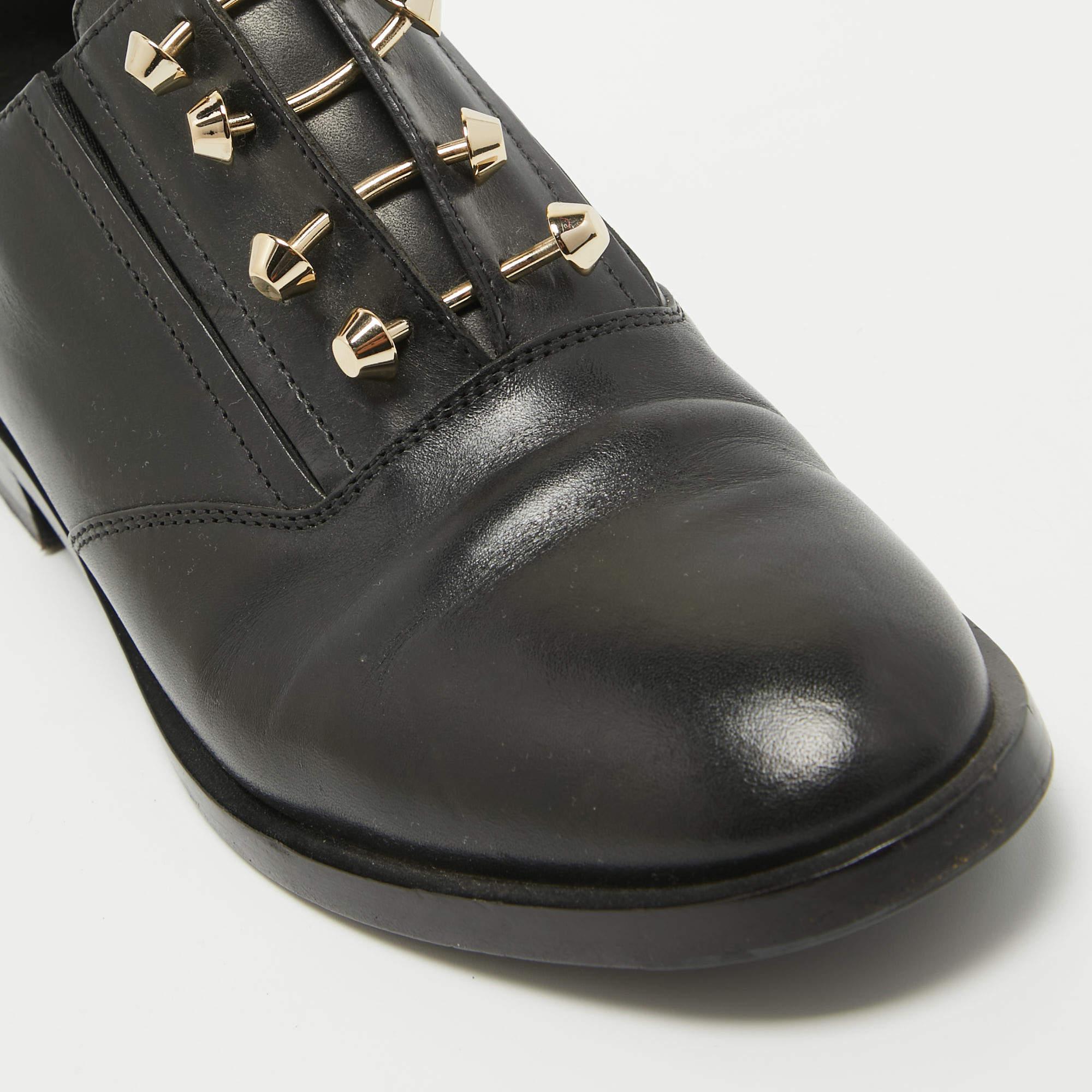 Women's Balenciaga Black Leather Slip On Oxfords Size 39.5 For Sale