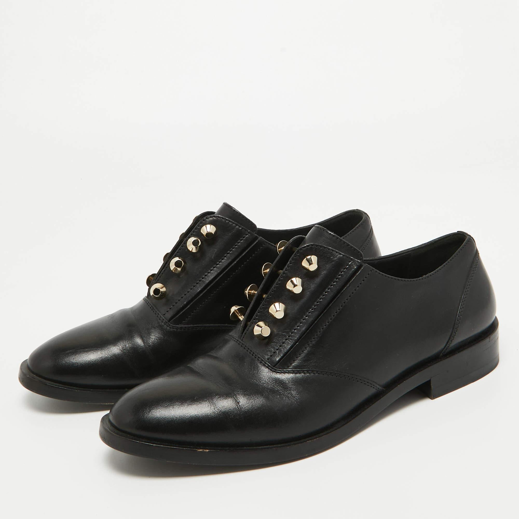 Balenciaga Black Leather Slip On Oxfords Size 39.5 For Sale 2