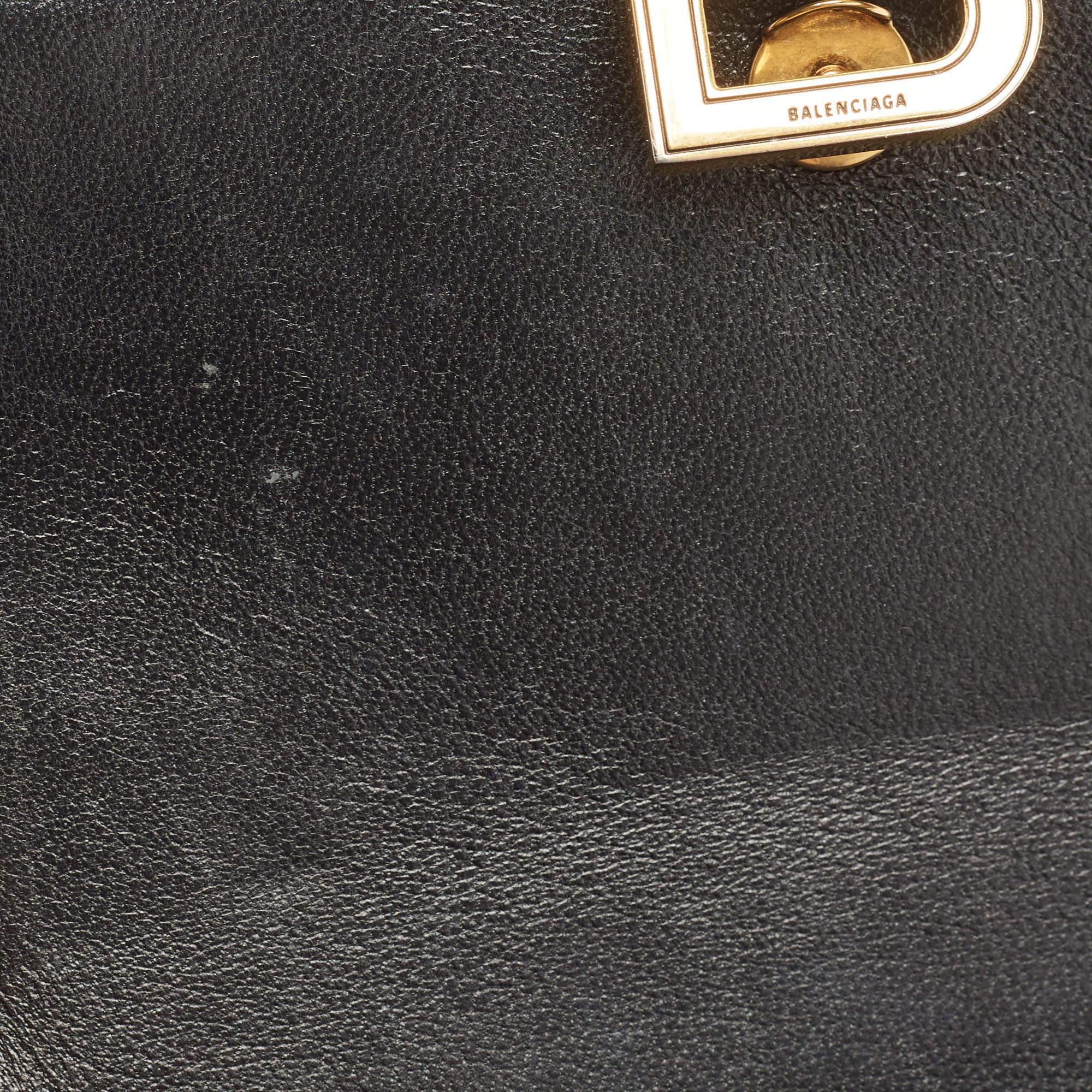Balenciaga Black Leather Small Hourglass Top Handle Bag 6