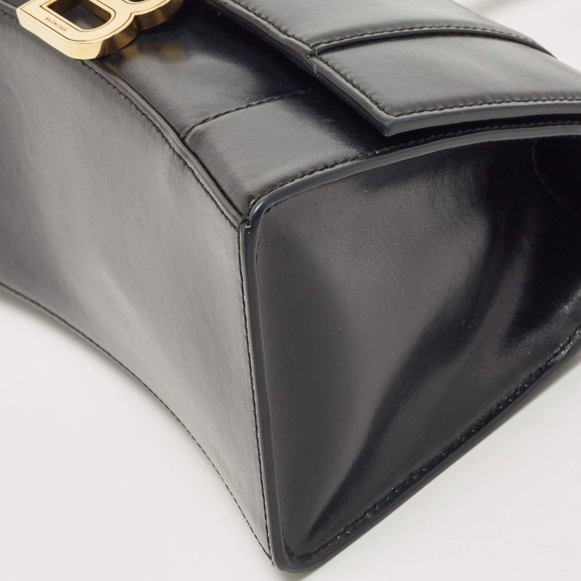 Balenciaga Black Leather Small Hourglass Top Handle Bag 8
