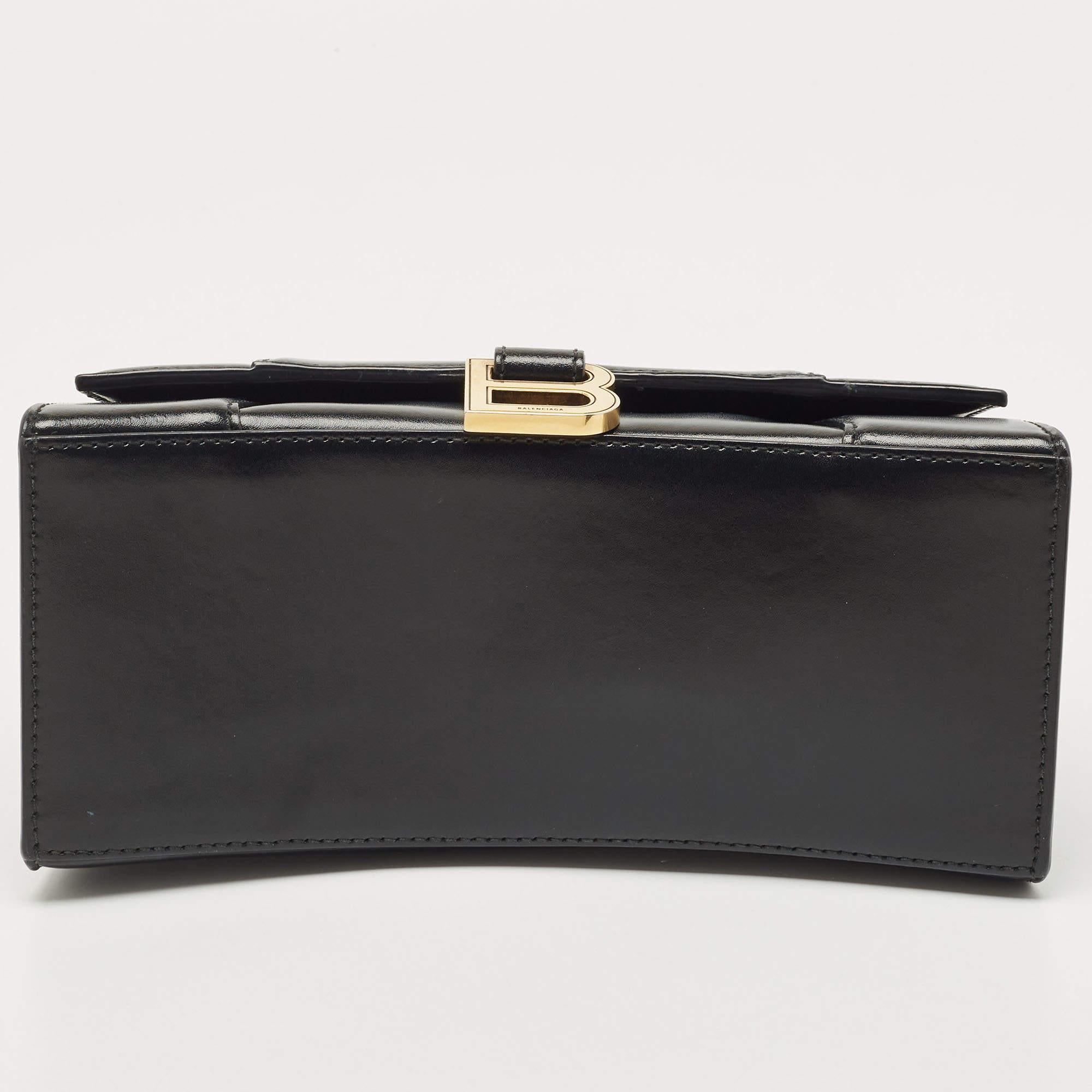 Balenciaga Black Leather Small Hourglass Top Handle Bag 1