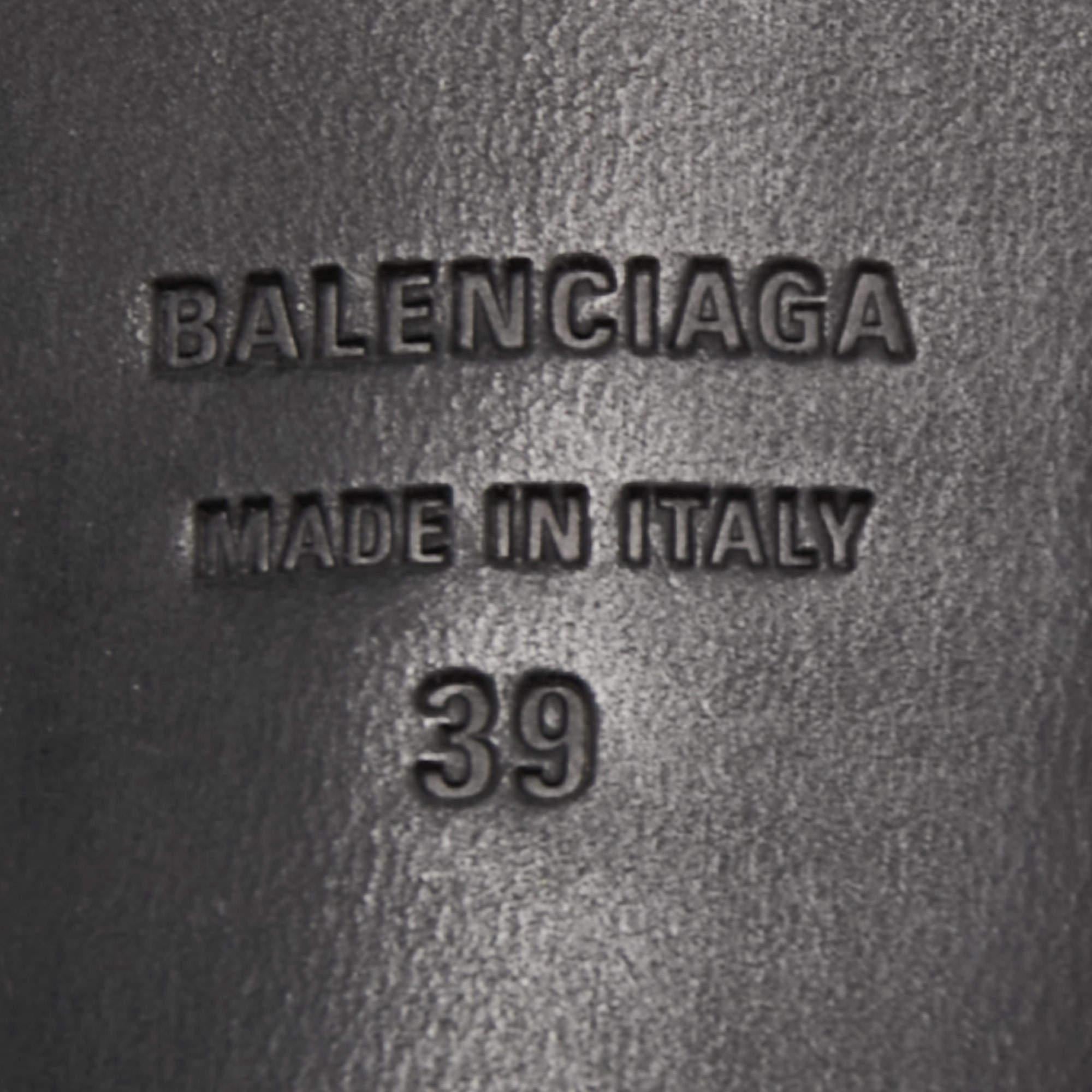 Balenciaga Black Leather Square Toe Thong Slide Sandals Size 39 For Sale 2
