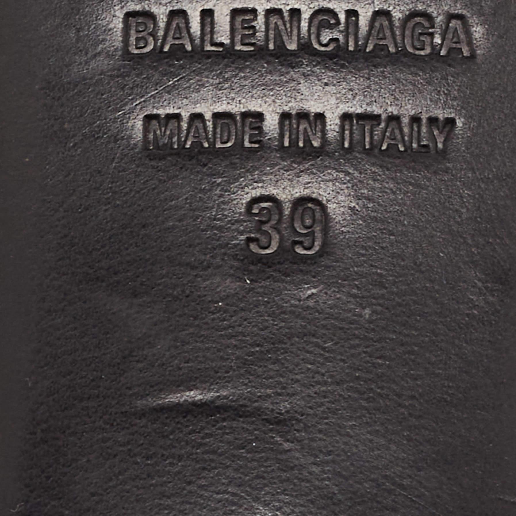 Balenciaga - Sandales à glissière en cuir noir à bout carré - Taille 39 en vente 5