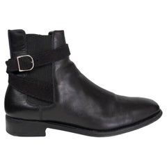 BALENCIAGA black leather STRAPPY CHELSEA Ankle Boots Shoes 38.5