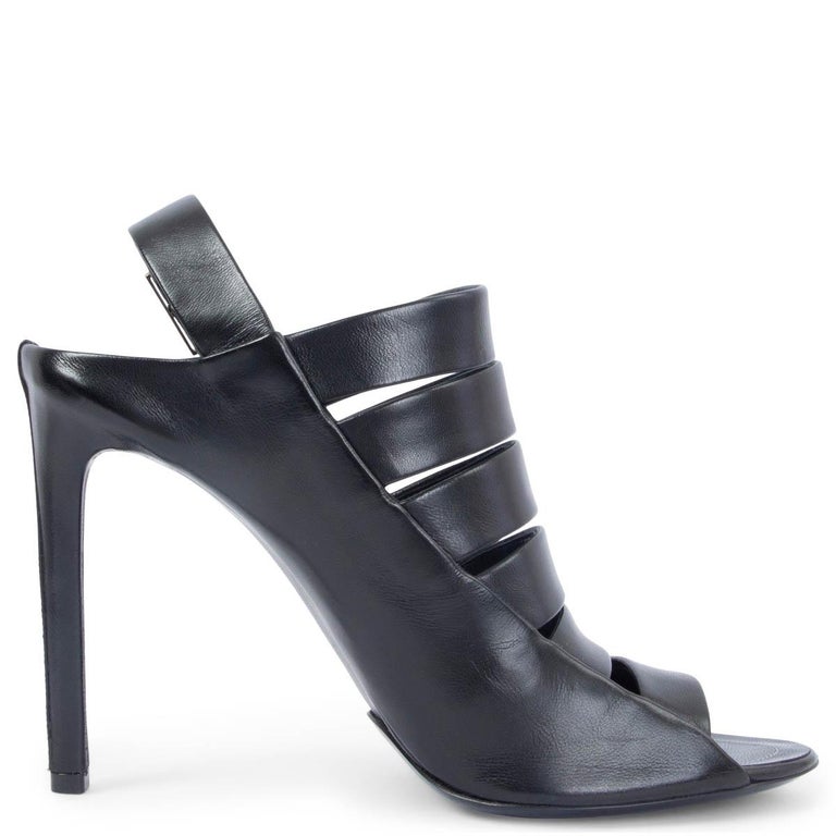 BALENCIAGA black leather STRAPPY Sandals Shoes 38 For Sale at 1stDibs