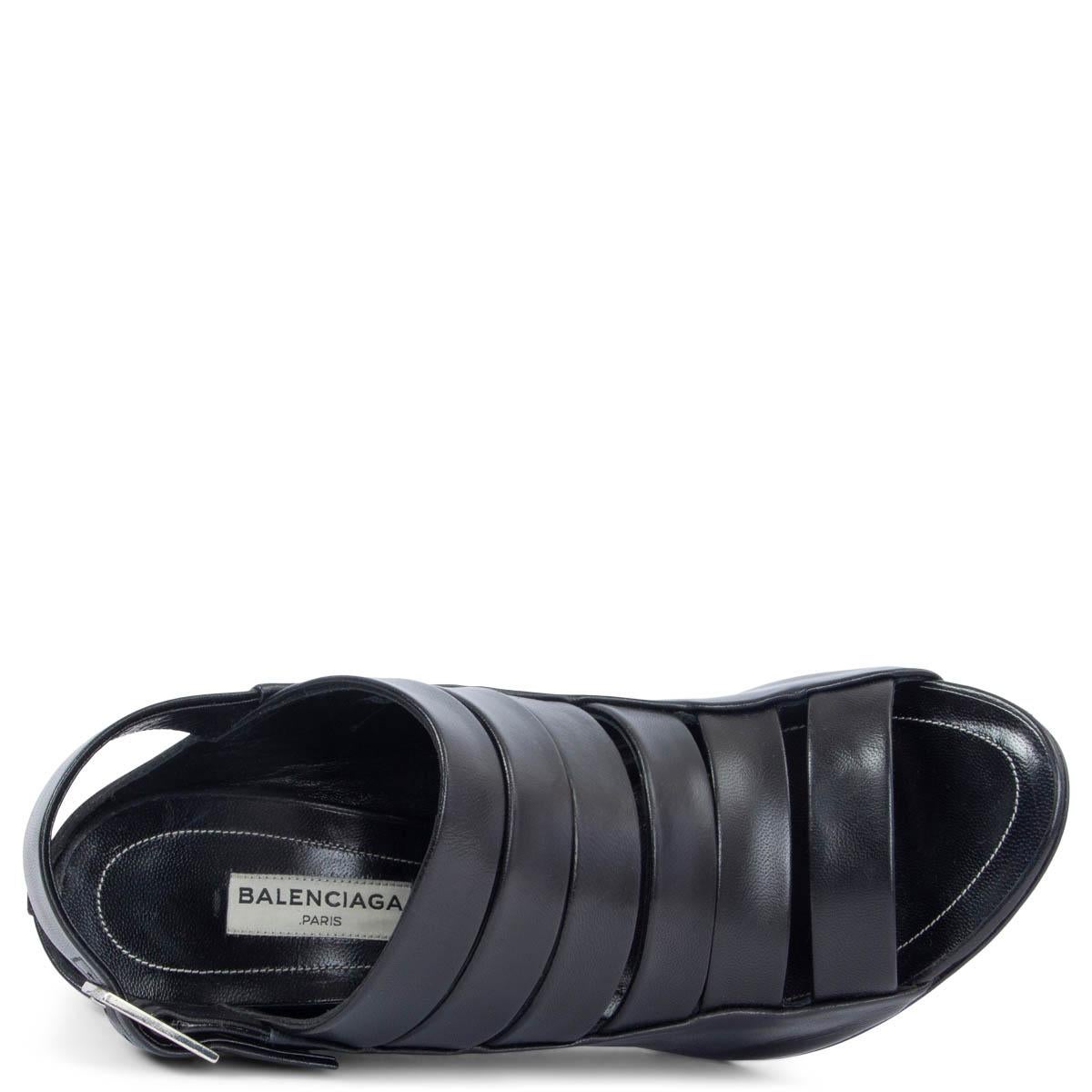 BALENCIAGA black leather STRAPPY Sandals Shoes 38 For Sale 2