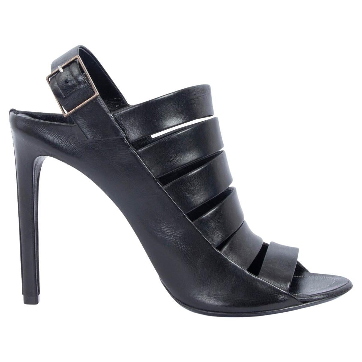 BALENCIAGA black leather STRAPPY Sandals Shoes 38 For Sale