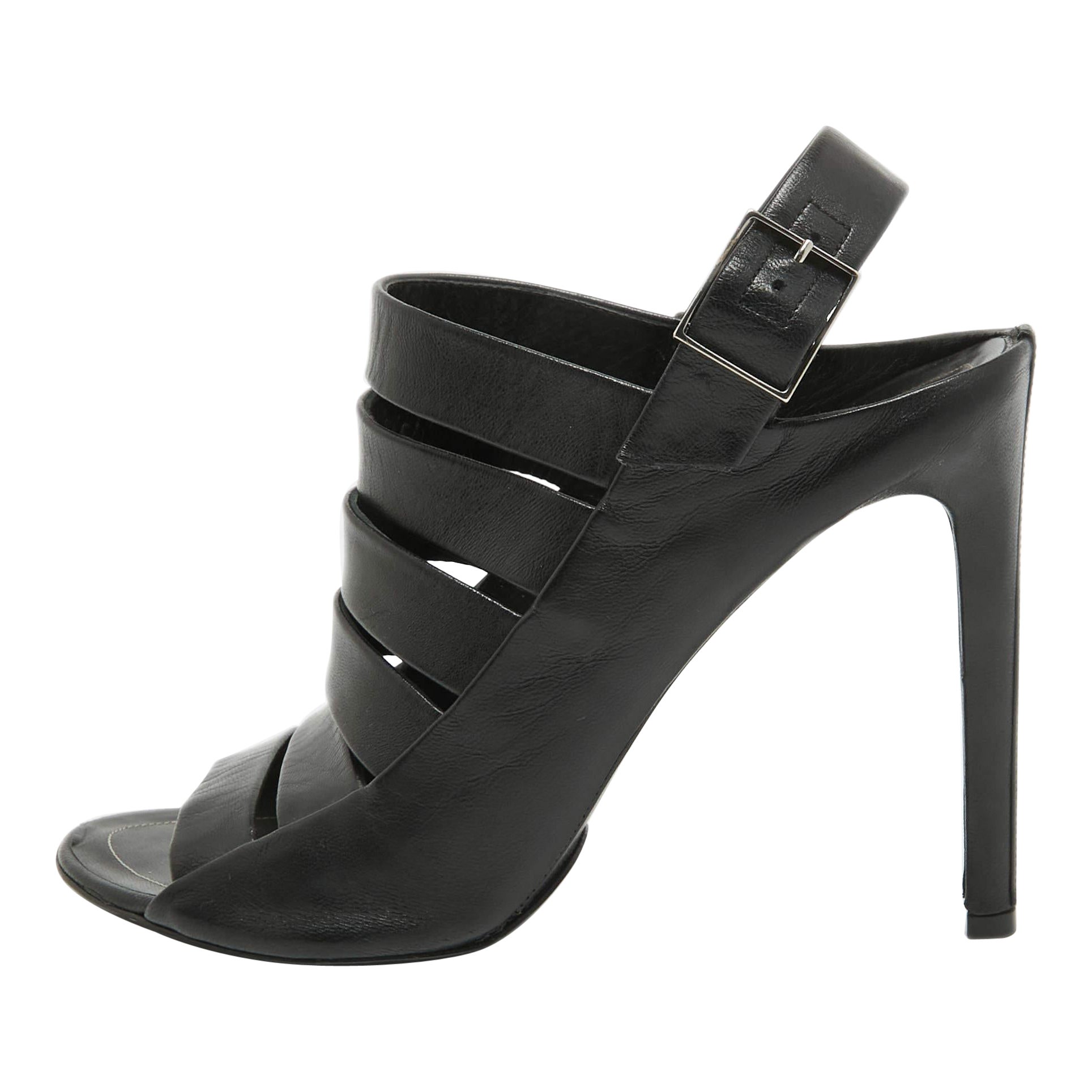 Balenciaga Sandali in pelle nera con cinturino Taglia 39