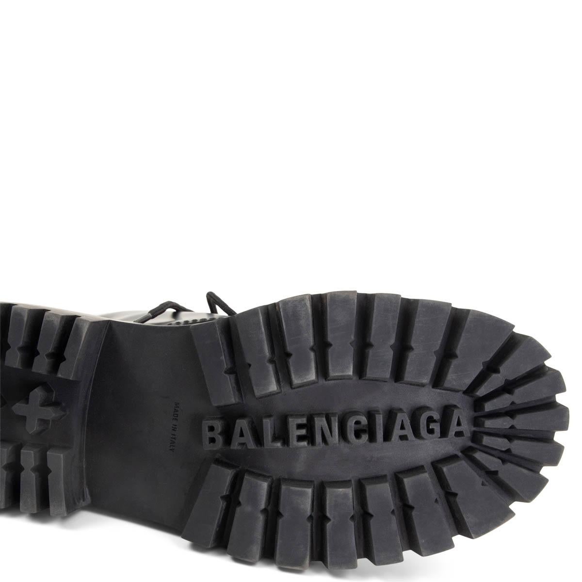 Black BALENCIAGA black leather STRIKE Combat Boots Shoes 38.5
