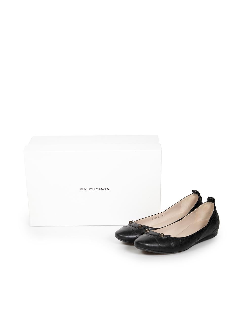Balenciaga Black Leather Stud Detail Ballet Flats Size IT 39 For Sale 4