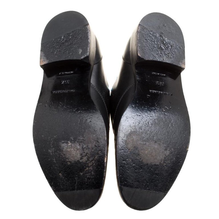 Balenciaga Black Leather Stud Embellished Oxfords Size 39.5 at 1stdibs