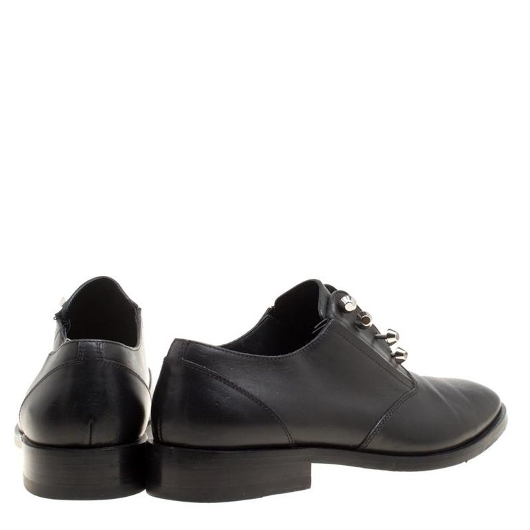 Balenciaga Black Leather Stud Embellished Oxfords Size 39.5 For Sale at ...