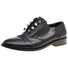 Balenciaga Black Leather Stud Embellished Oxfords Size 39.5