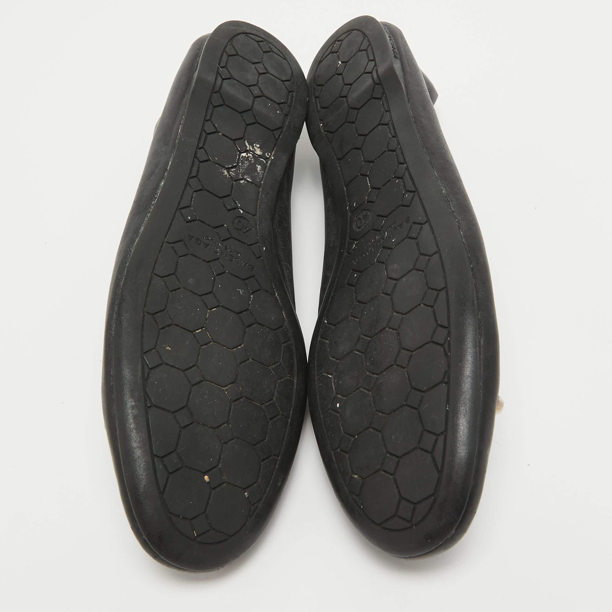 Balenciaga Black Leather Studded Ballet Flats Size 40 2