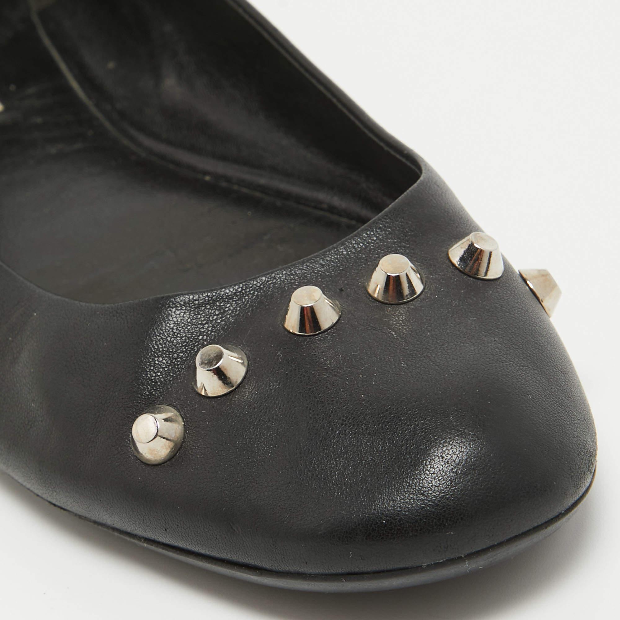 Balenciaga Black Leather Studded Ballet Flats Size 40 4