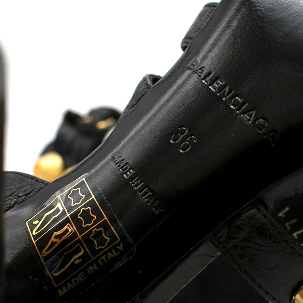 Balenciaga Black Leather Studded Heeled Sandals 36 5