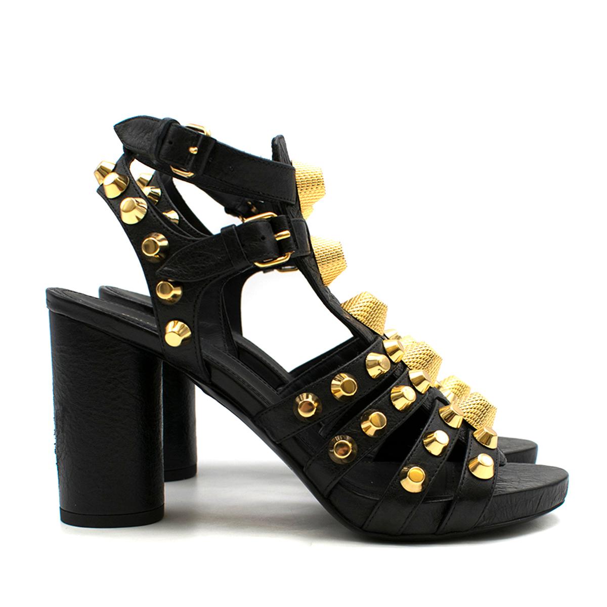 black studded heeled sandals