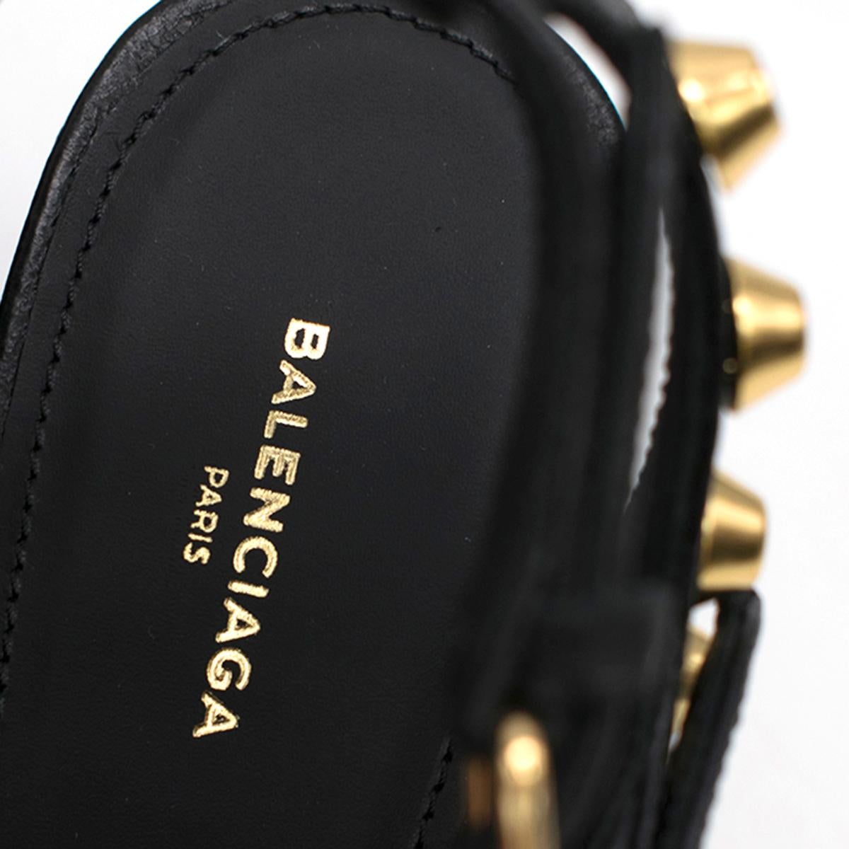 Balenciaga Black Leather Studded Heeled Sandals 36 3