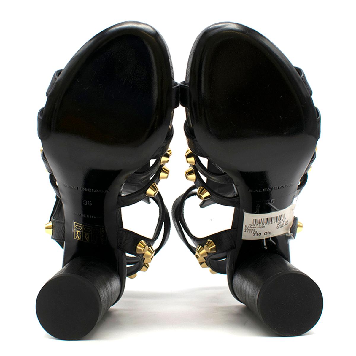 Balenciaga Black Leather Studded Heeled Sandals 36 4