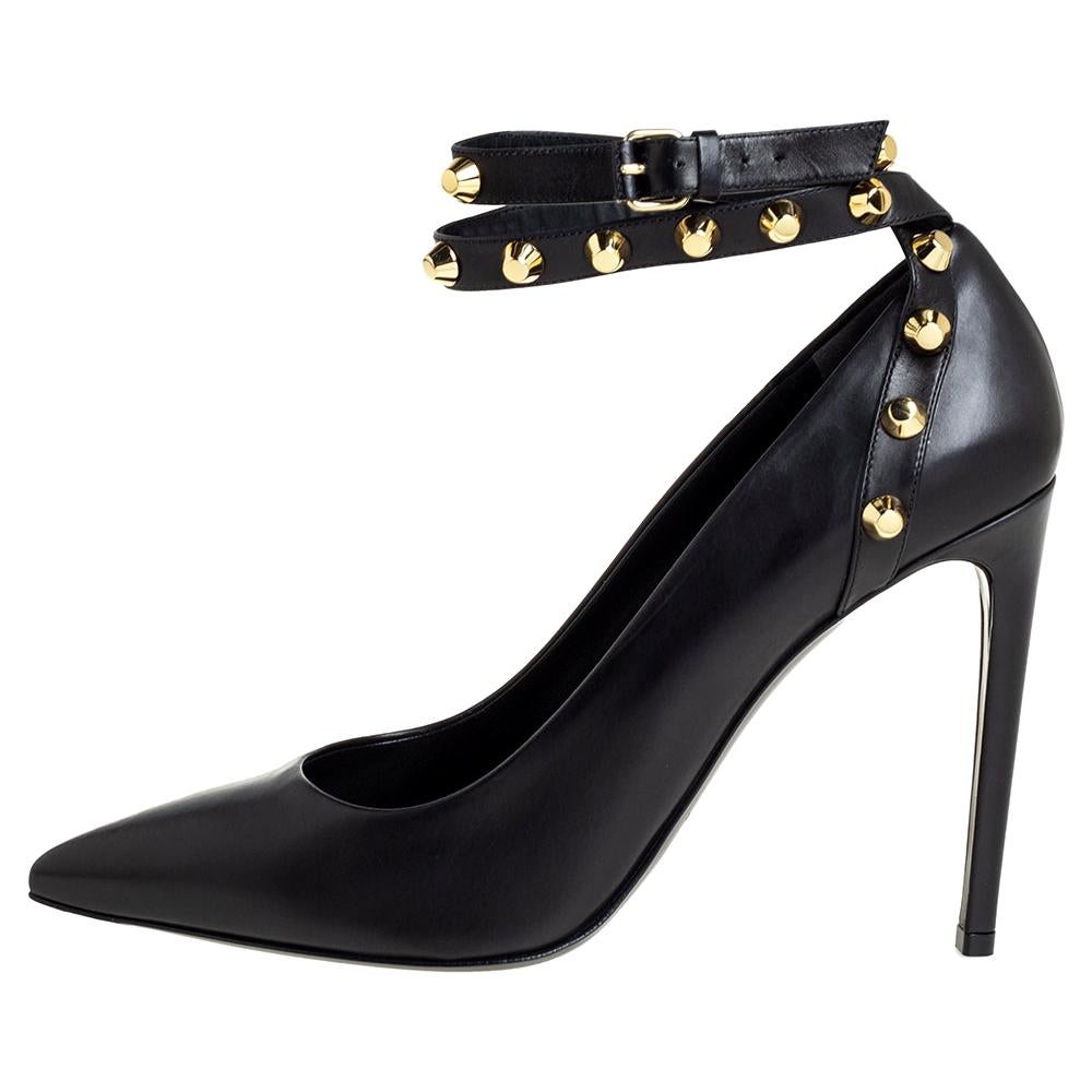 black studded pointed heels