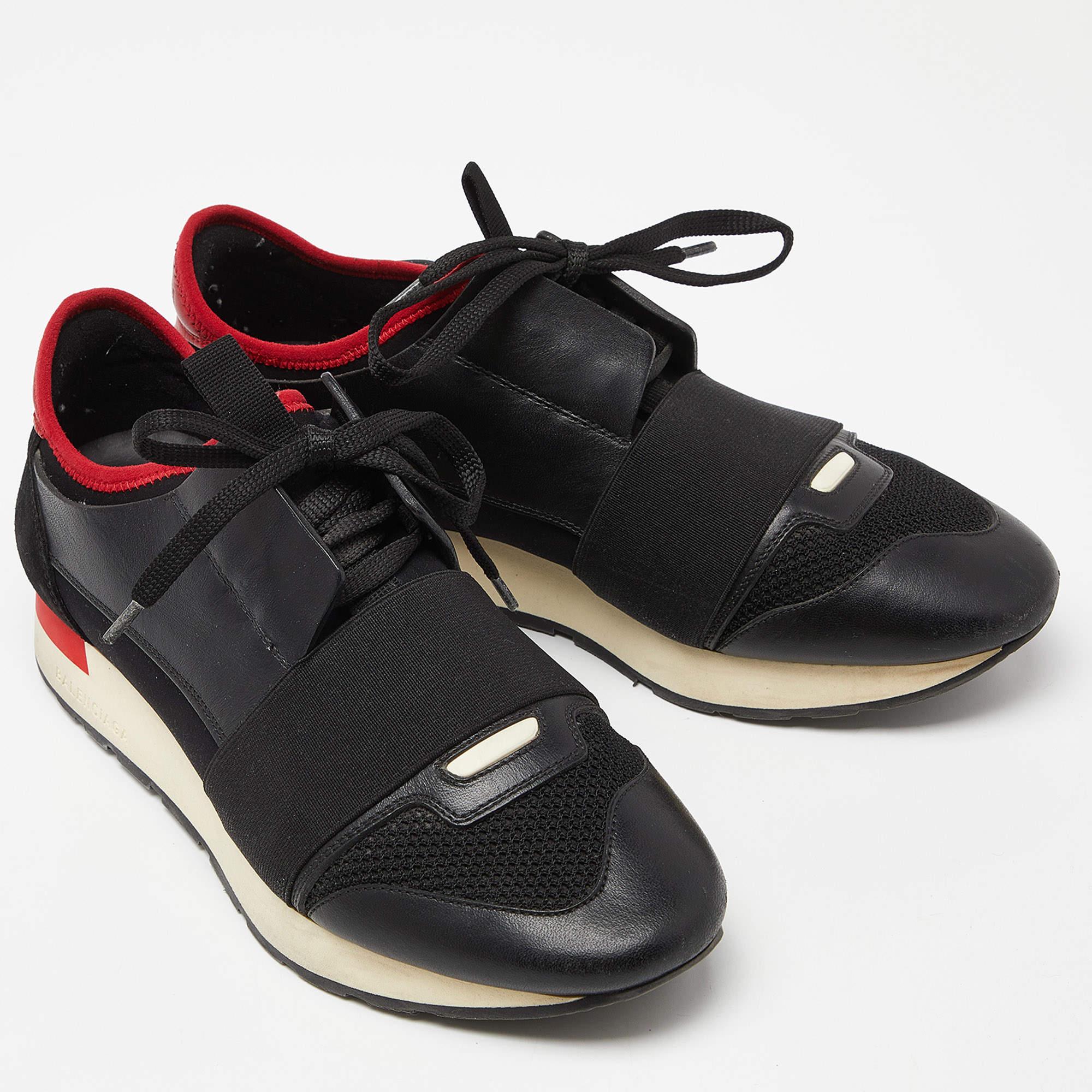 Balenciaga - Baskets de course en cuir, daim et maille noires, taille 39 Pour femmes en vente