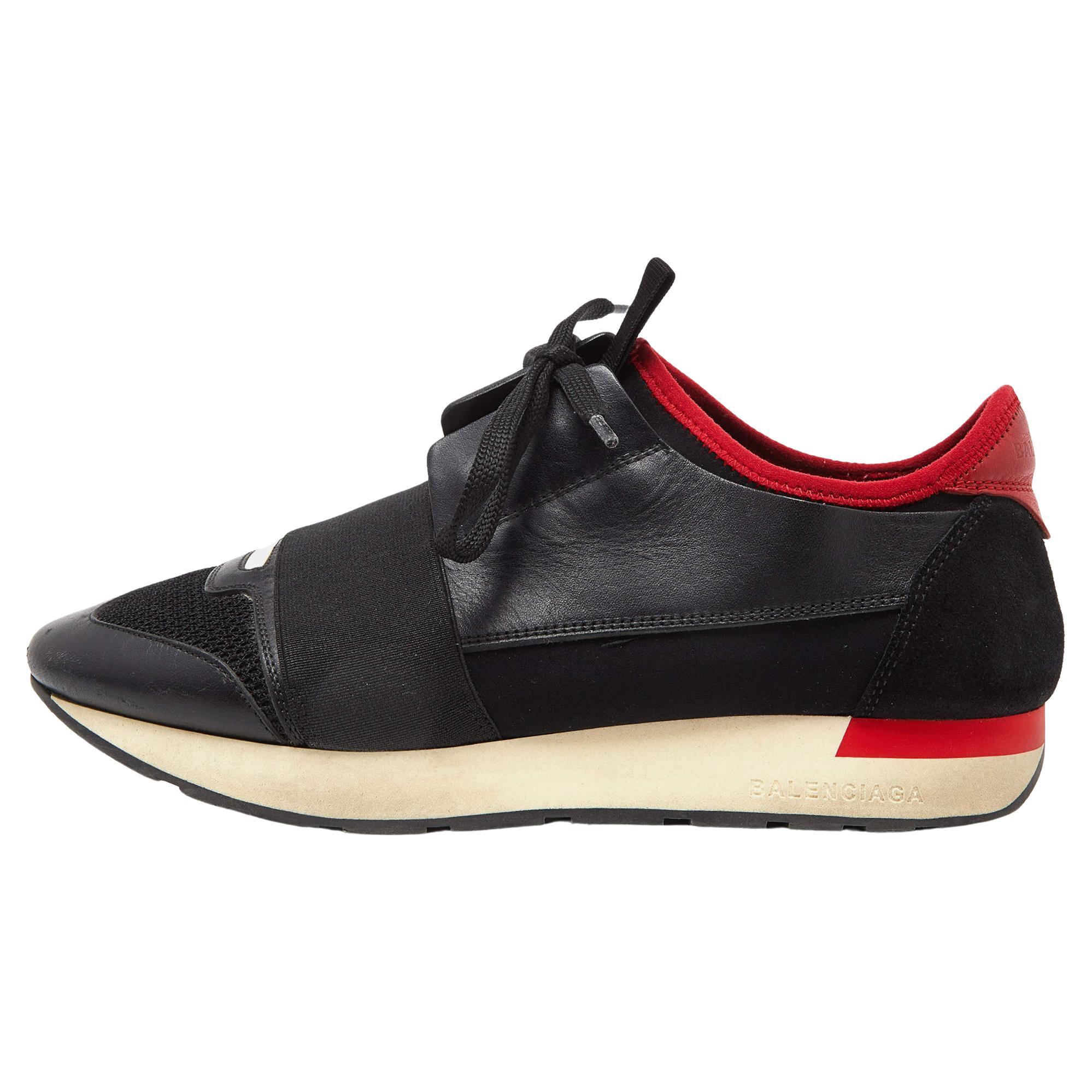 Balenciaga - Baskets de course en cuir, daim et maille noires, taille 39