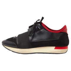 Used Balenciaga Black Leather, Suede and Mesh Race Runner Sneakers Size 39