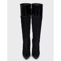 Balenciaga Black Leather Suede Heeled Boots Sz. 40