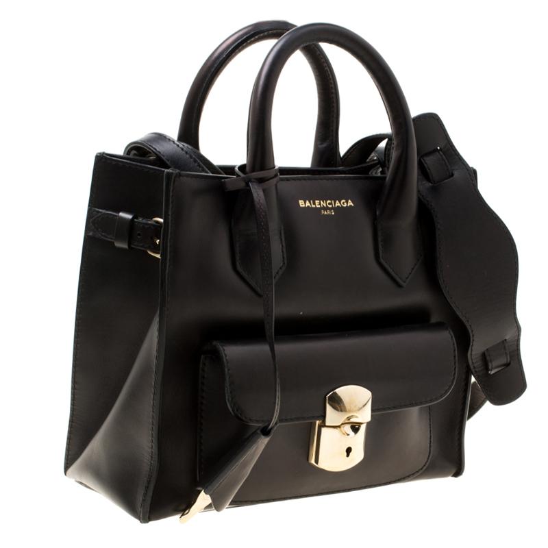 Women's Balenciaga Black Leather Top Handle Bag