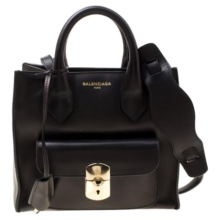 Balenciaga Black Leather Top Handle Bag