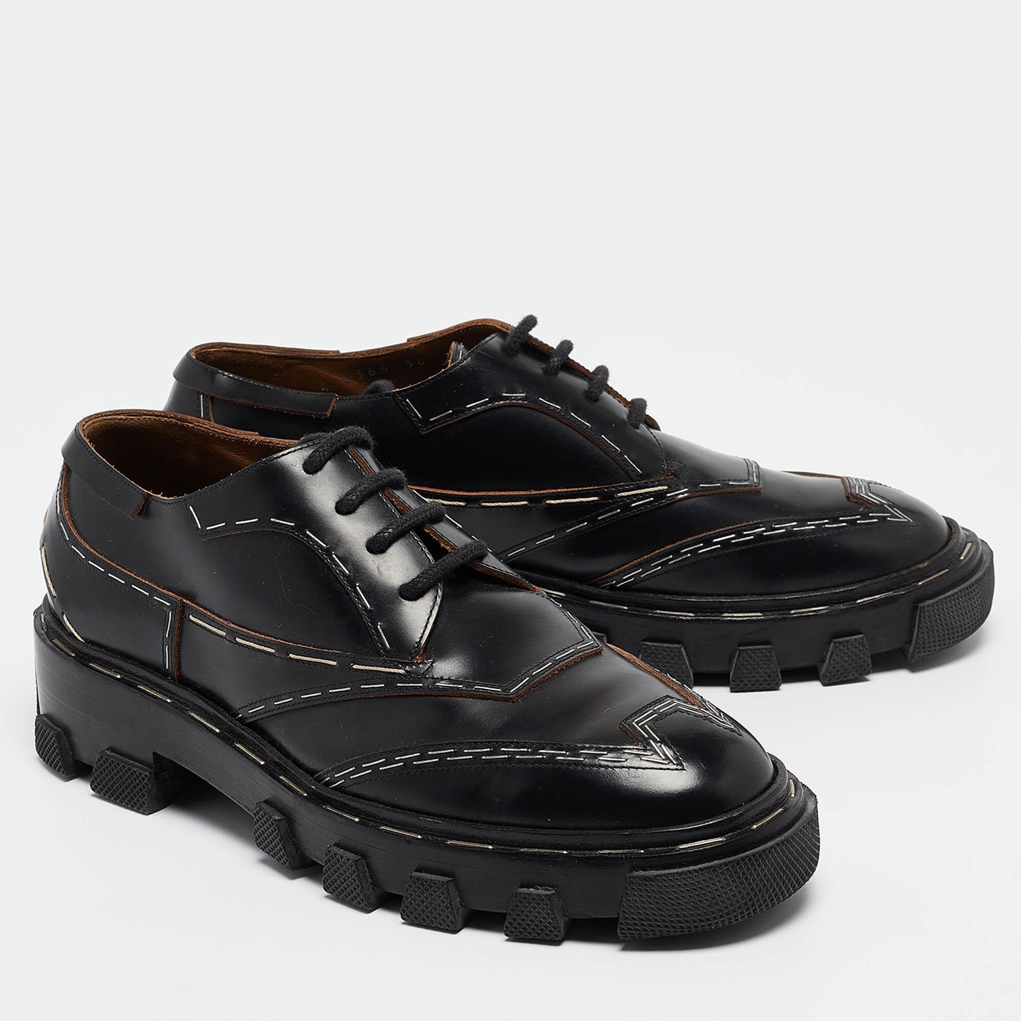 Women's Balenciaga Black Leather Topstitch Derby Size 36