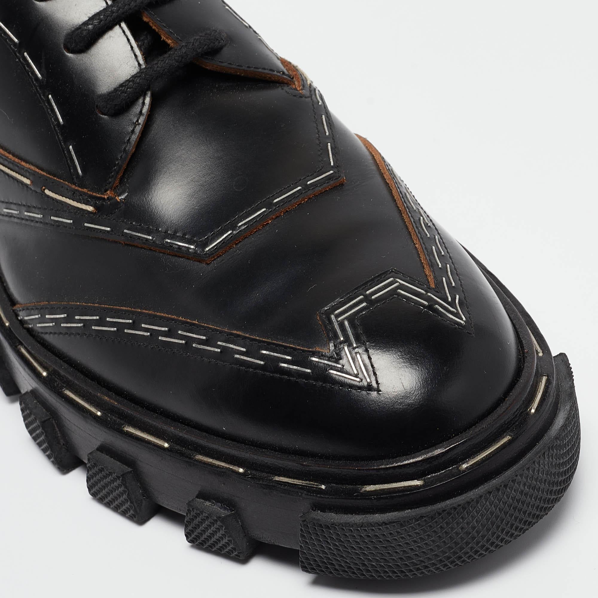 Balenciaga Black Leather Topstitch Derby Size 36 3