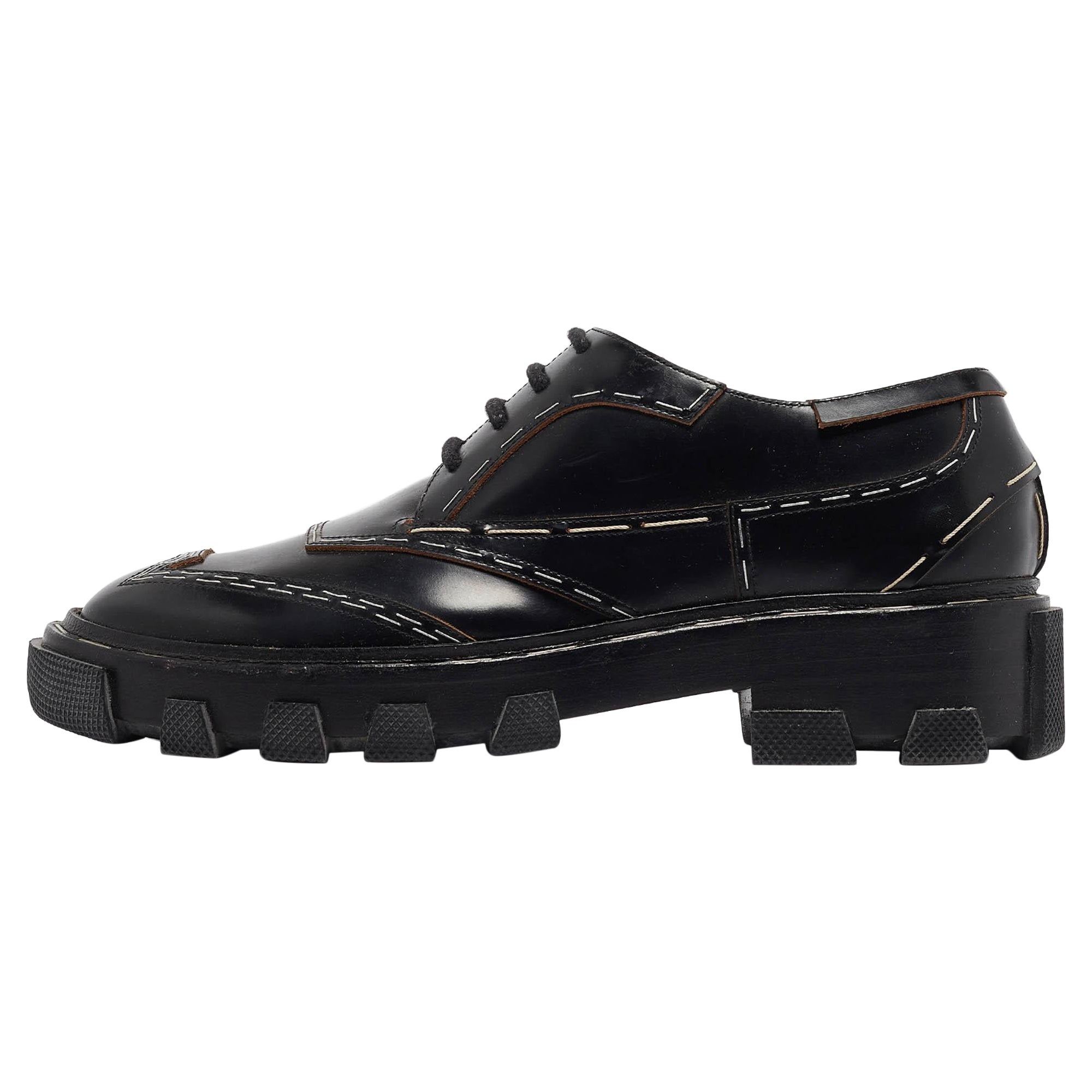 Balenciaga Black Leather Topstitch Derby Size 36