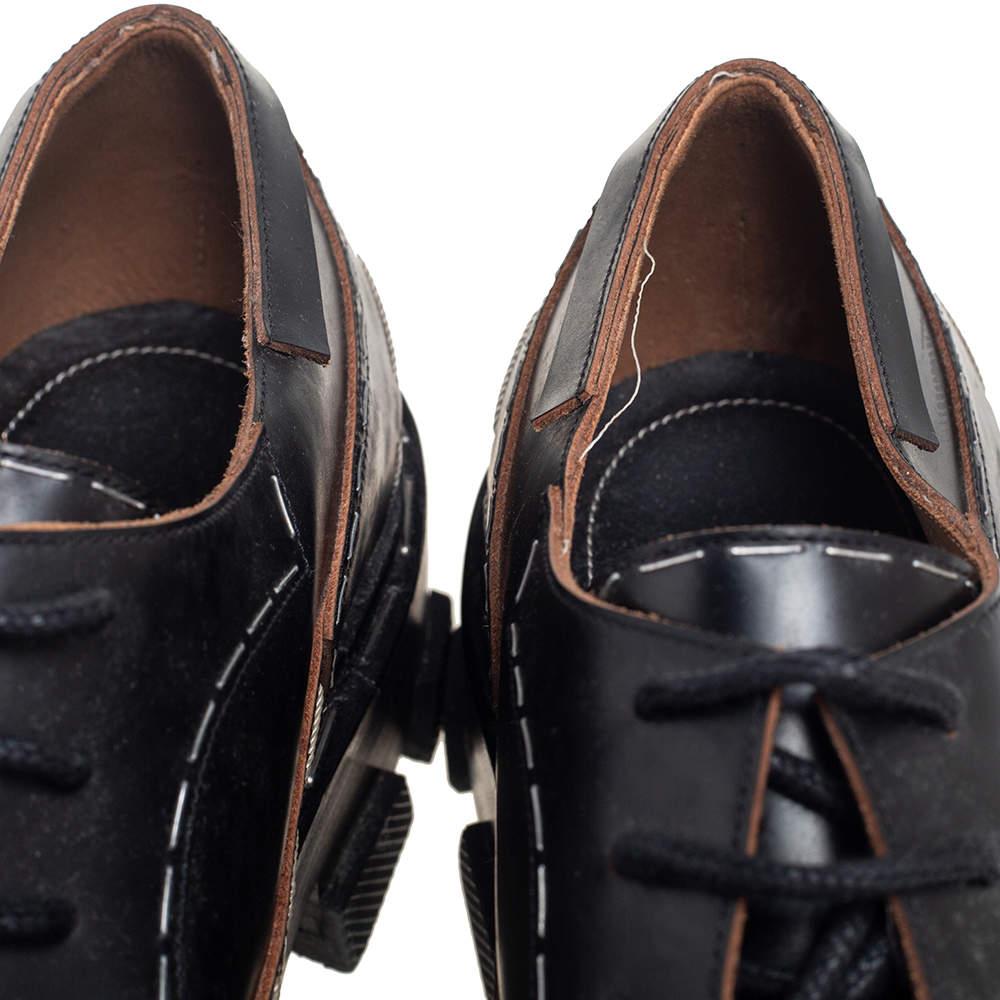 Balenciaga Black Leather Topstitch Platform Derby Size 38 4
