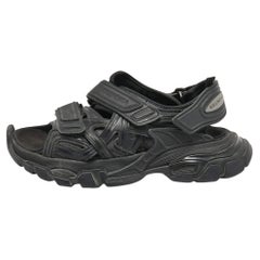 Balenciaga Black Leather Track Sandals Size 37