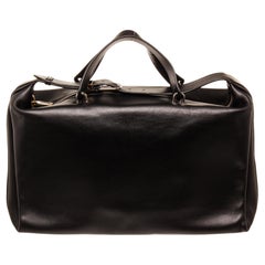 Balenciaga Black Leather Triple Boston Bag with silver-tone hardware