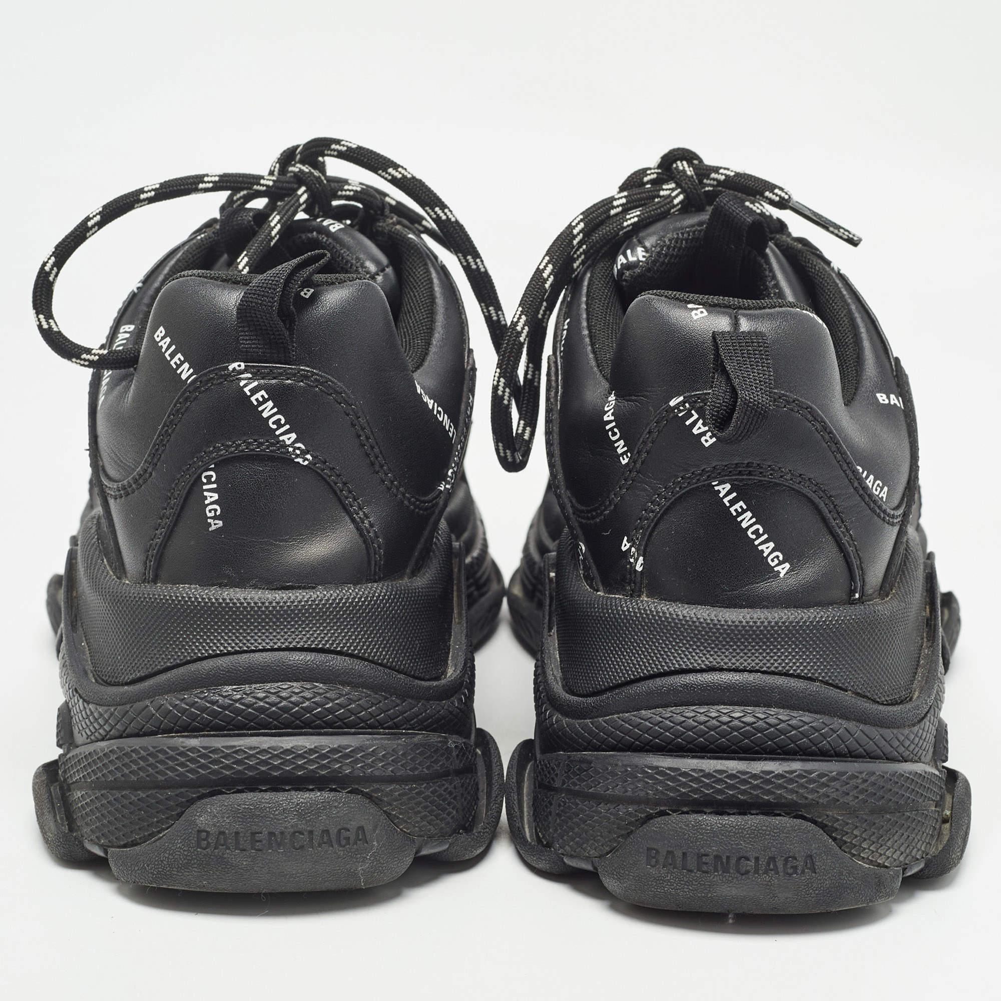 Balenciaga Black Leather Triple S Sneakers Size 43 1