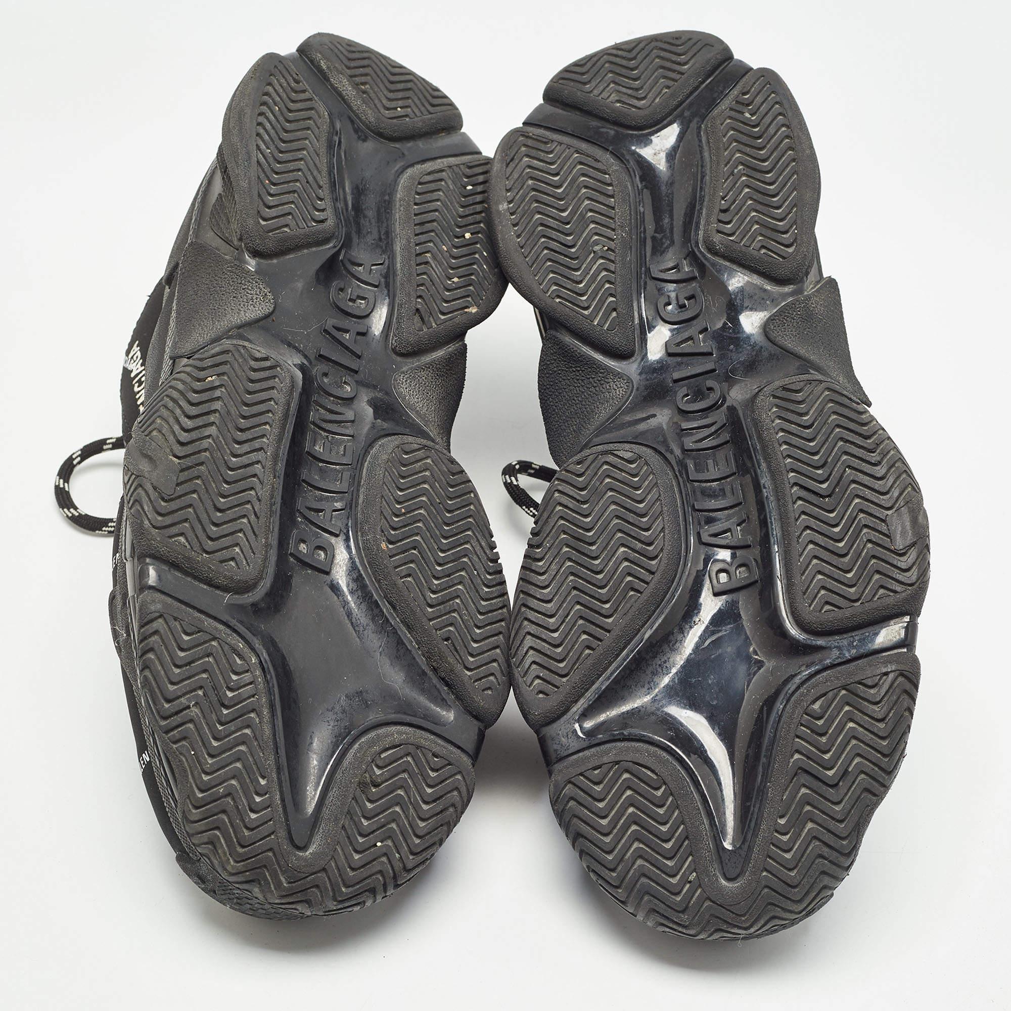 Balenciaga Black Leather Triple S Sneakers Size 43 2