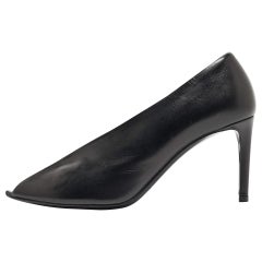 Balenciaga Black Leather V Neck Open Toe  Pumps Size 37