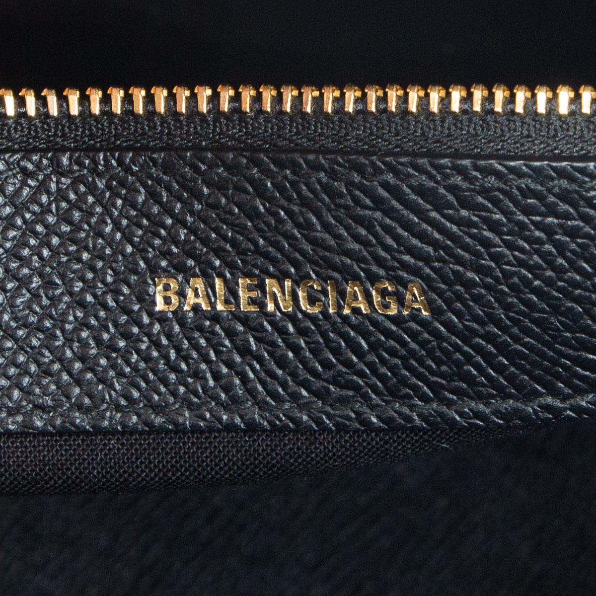 BALENCIAGA black leather white LOGO VILLE MEDIUM TOP HANDLE Bag In Excellent Condition In Zürich, CH