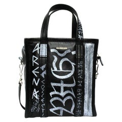 Balenciaga Black Leather XS Bazar Graffiti Bag