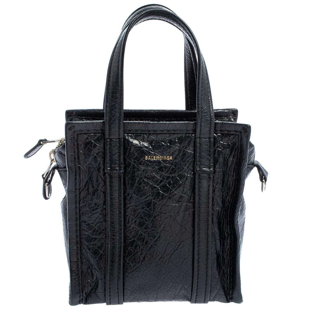 Balenciaga Black Leather XS Bazar Shopper Tote